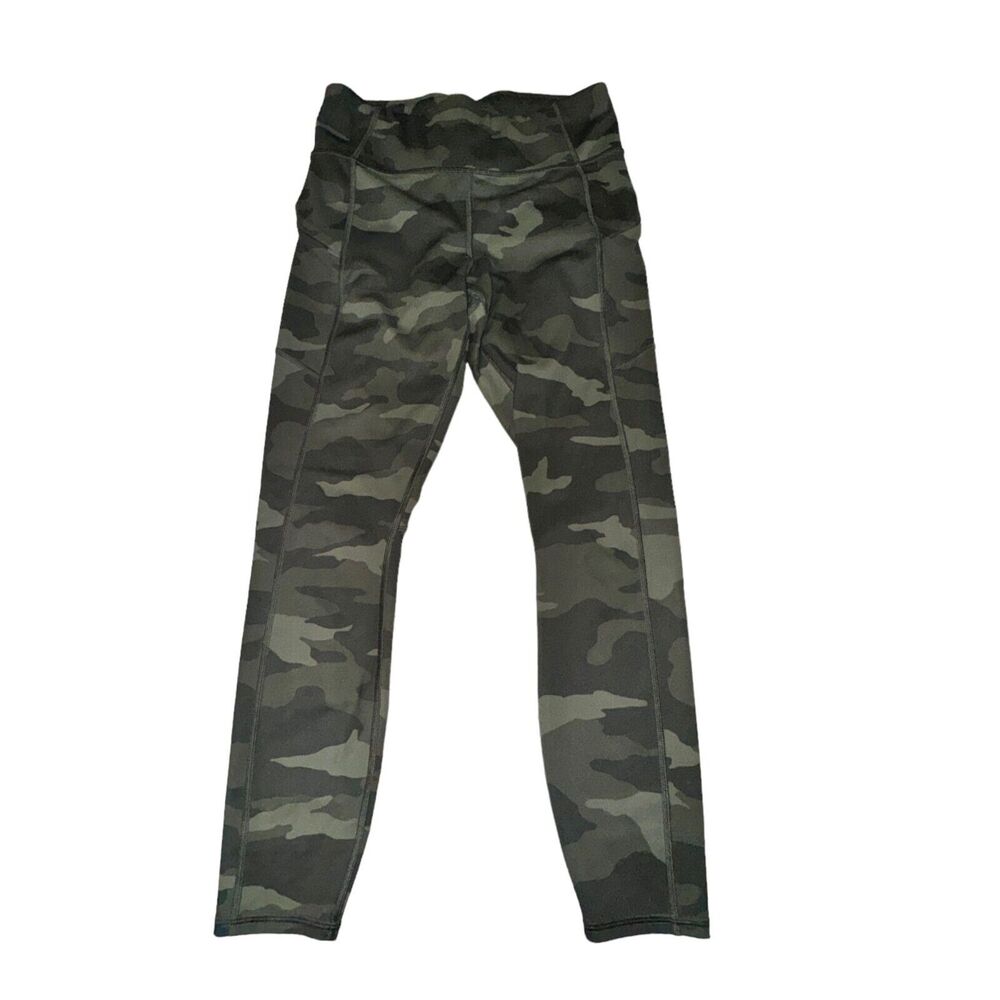 Athleta Camo Contender 7/8 Tight Size S Green Camo Zip Pocket Mid Rise